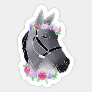 Watercolor Floral Horse Sticker